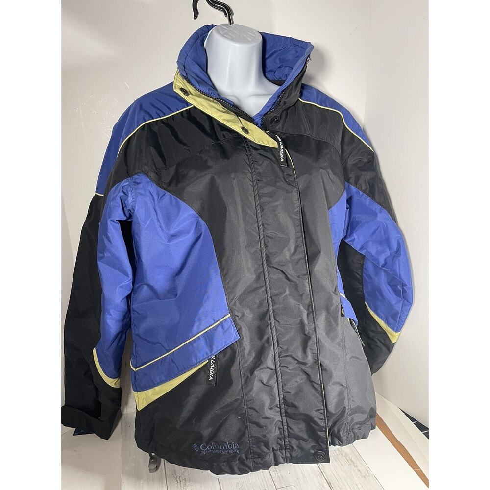 Vintage Y2K 90s Columbia Womens windbreaker Blue Black Yellow Zip Up
